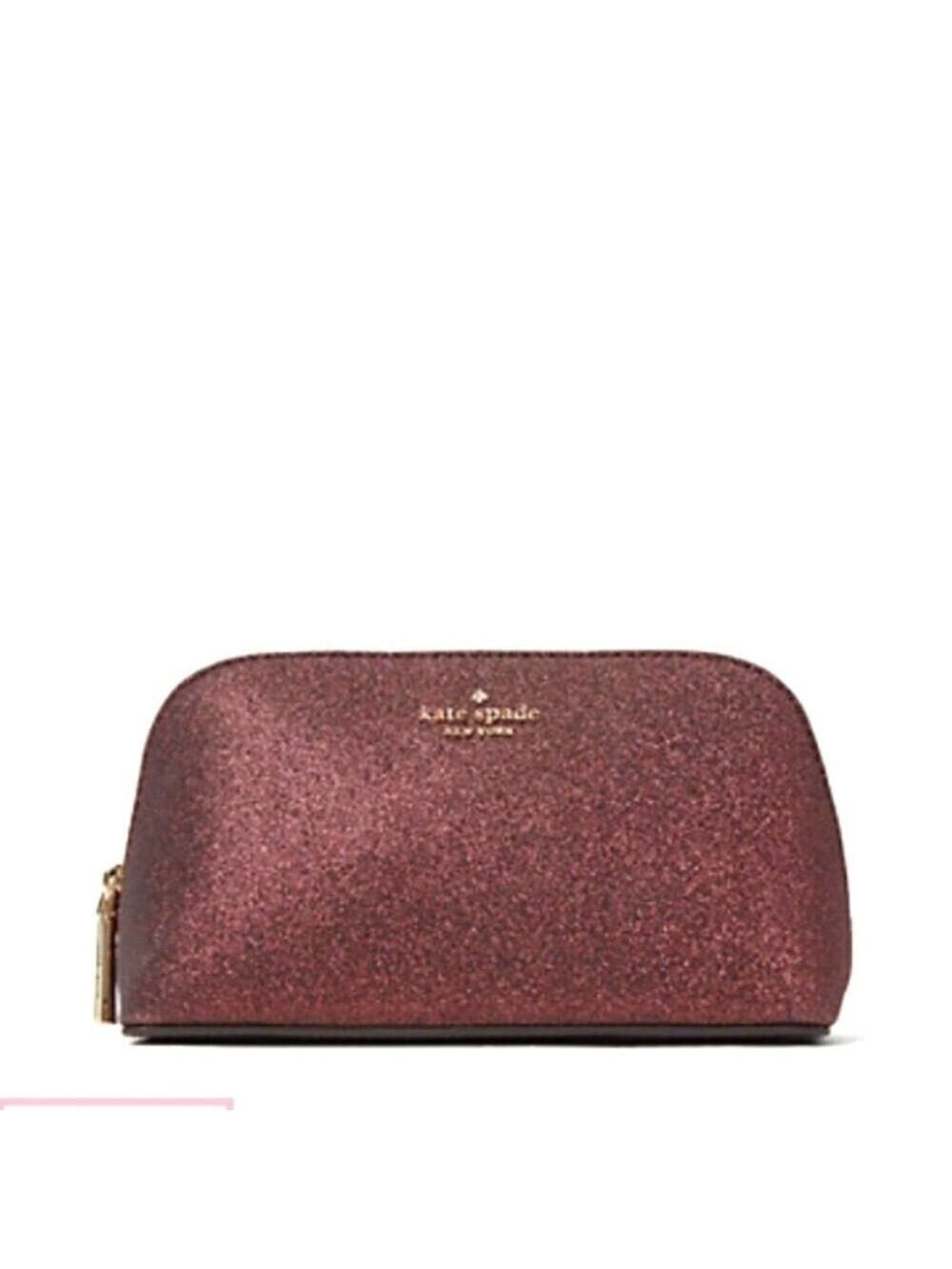 KATE SPADE COSMETIC CASE DEEP NOVA (BURGUNDY)  SHIMMY GLITTER